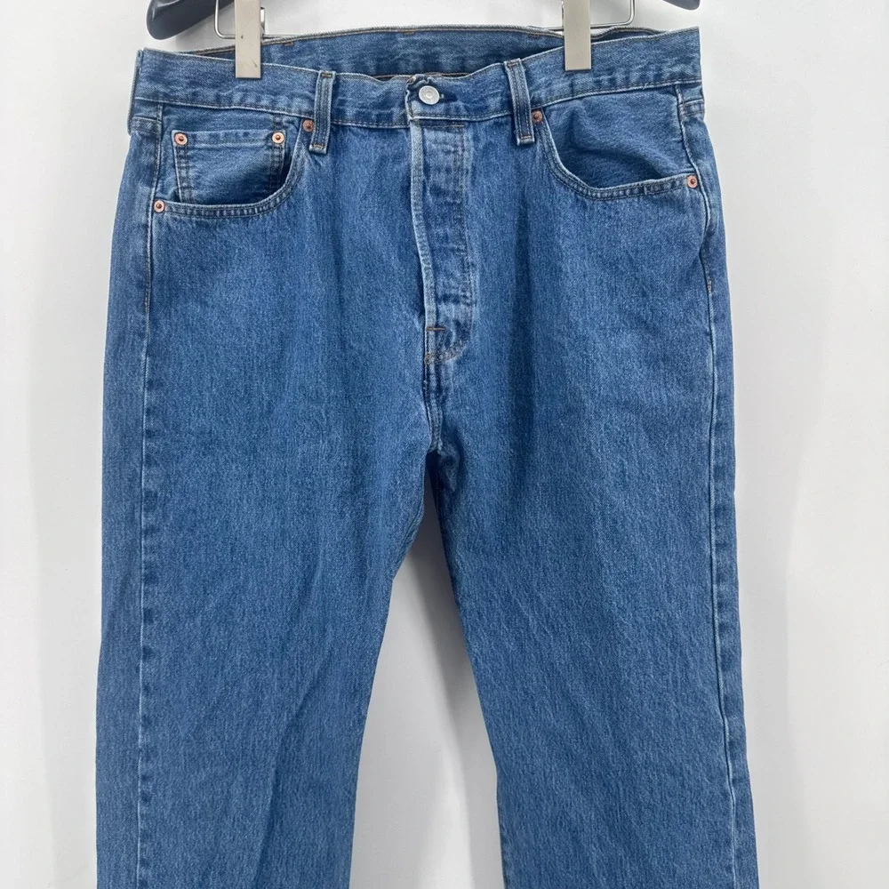 Levi's 501 Original Jeans Mens 38x36 (Fits 36x34) Blue Button Fly Straight Denim